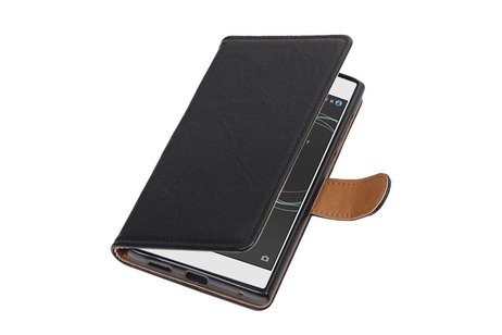 BAOHU Washed Leer Bookstyle Hoesje - Geschikt voor Nokia 7 Zwart