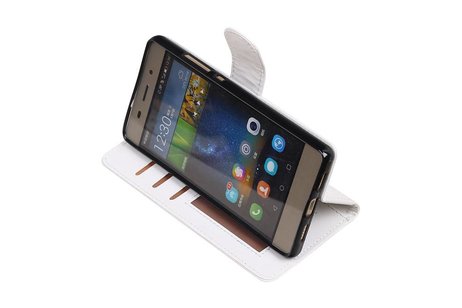 BAOHU Hoesje Geschikt voor Huawei P8 Lite - Portemonnee hoesje booktype wallet case Wit