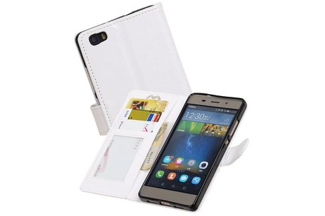BAOHU Hoesje Geschikt voor Huawei P8 Lite - Portemonnee hoesje booktype wallet case Wit