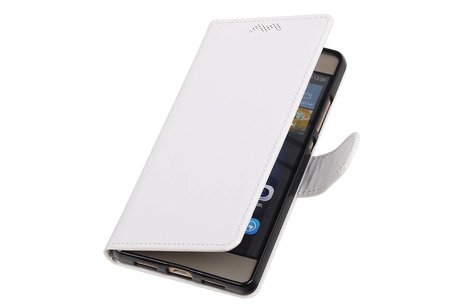 BAOHU Hoesje Geschikt voor Huawei P9 Lite - Portemonnee hoesje booktype wallet case Wit