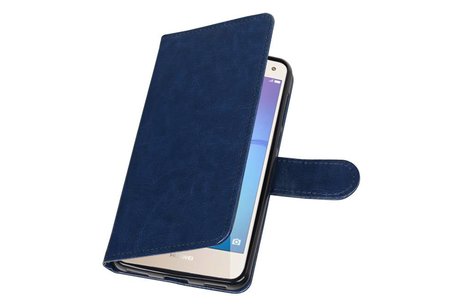 BAOHU Hoesje Geschikt voor Huawei Y5 / Y6 2017 - Portemonnee booktype wallet Donkerblauw