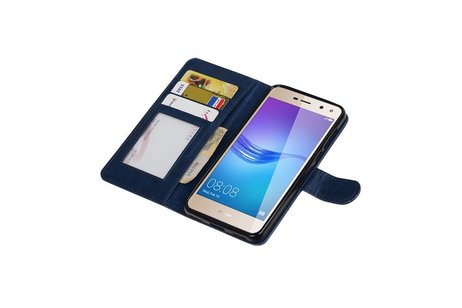 BAOHU Hoesje Geschikt voor Huawei Y5 / Y6 2017 - Portemonnee booktype wallet Donkerblauw