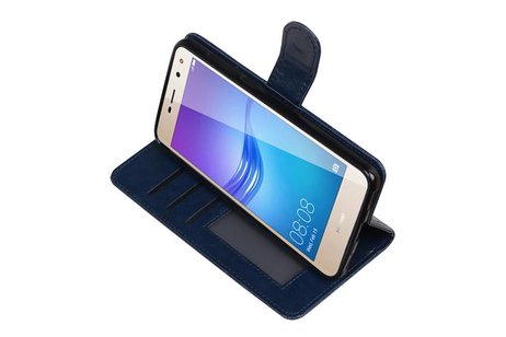 BAOHU Hoesje Geschikt voor Huawei Y5 / Y6 2017 - Portemonnee booktype wallet Donkerblauw