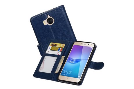 BAOHU Hoesje Geschikt voor Huawei Y5 / Y6 2017 - Portemonnee booktype wallet Donkerblauw