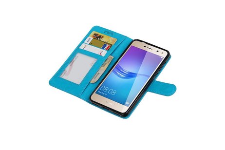 BAOHU Hoesje Geschikt voor Huawei Y5 / Y6 2017 - Portemonnee booktype wallet Turquoise