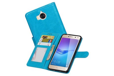 BAOHU Hoesje Geschikt voor Huawei Y5 / Y6 2017 - Portemonnee booktype wallet Turquoise