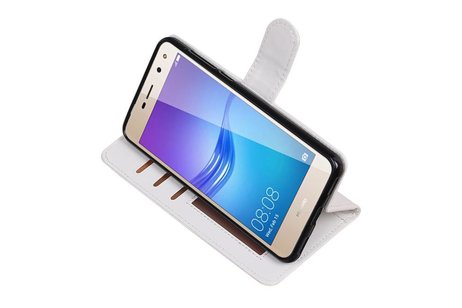 BAOHU Hoesje Geschikt voor Huawei Y5 / Y6 2017 - Portemonnee booktype wallet case Wit
