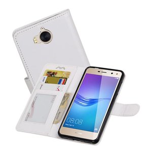 BAOHU Hoesje Geschikt voor Huawei Y5 / Y6 2017 - Portemonnee booktype wallet case Wit