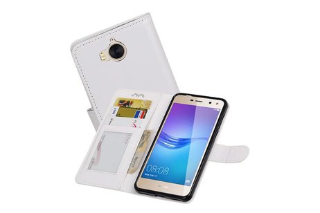BAOHU Hoesje Geschikt voor Huawei Y5 / Y6 2017 - Portemonnee booktype wallet case Wit