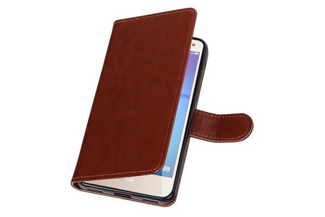 BAOHU Hoesje Geschikt voor Huawei Y5 / Y6 2017 - Portemonnee booktype wallet case Bruin