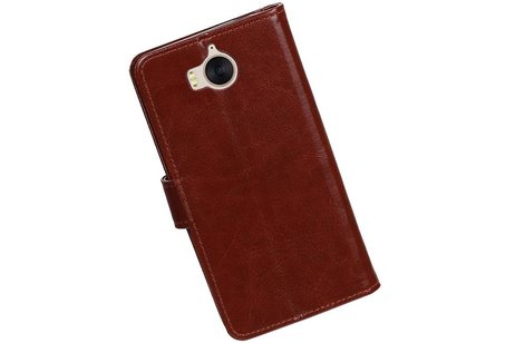 BAOHU Hoesje Geschikt voor Huawei Y5 / Y6 2017 - Portemonnee booktype wallet case Bruin