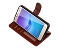 BAOHU Hoesje Geschikt voor Huawei Y5 / Y6 2017 - Portemonnee booktype wallet case Bruin
