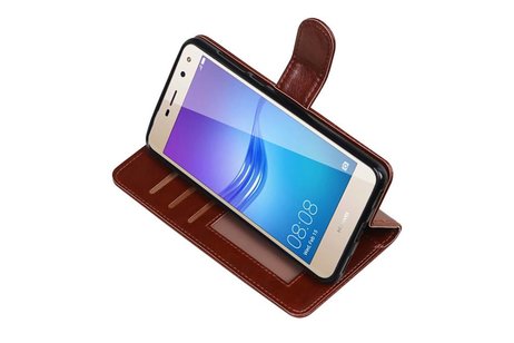 BAOHU Hoesje Geschikt voor Huawei Y5 / Y6 2017 - Portemonnee booktype wallet case Bruin