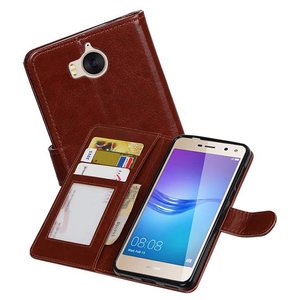BAOHU Hoesje Geschikt voor Huawei Y5 / Y6 2017 - Portemonnee booktype wallet case Bruin