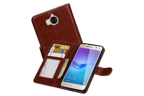 BAOHU Hoesje Geschikt voor Huawei Y5 / Y6 2017 - Portemonnee booktype wallet case Bruin