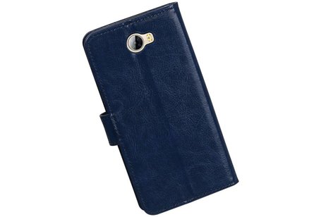 BAOHU Hoesje Geschikt voor Huawei Y5 II - Portemonnee hoesje booktype wallet Donkerblauw