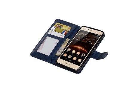 BAOHU Hoesje Geschikt voor Huawei Y5 II - Portemonnee hoesje booktype wallet Donkerblauw