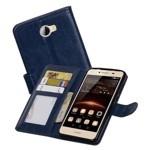BAOHU Hoesje Geschikt voor Huawei Y5 II - Portemonnee hoesje booktype wallet Donkerblauw