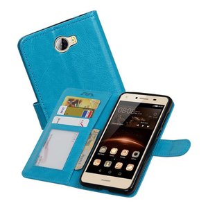 BAOHU Hoesje Geschikt voor Huawei Y5 II - Portemonnee hoesje booktype wallet Turquoise