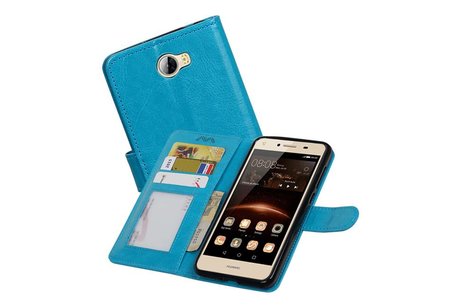 BAOHU Hoesje Geschikt voor Huawei Y5 II - Portemonnee hoesje booktype wallet Turquoise