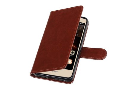 BAOHU Hoesje Geschikt voor Huawei Y5 II - Portemonnee hoesje booktype wallet case Bruin