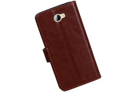 BAOHU Hoesje Geschikt voor Huawei Y5 II - Portemonnee hoesje booktype wallet case Bruin