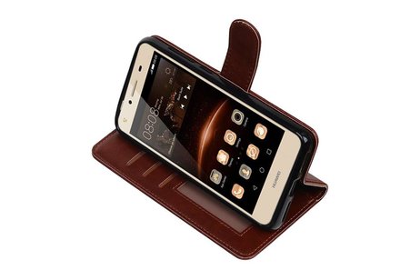 BAOHU Hoesje Geschikt voor Huawei Y5 II - Portemonnee hoesje booktype wallet case Bruin