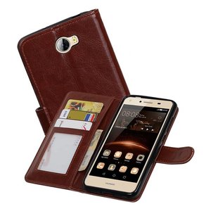 BAOHU Hoesje Geschikt voor Huawei Y5 II - Portemonnee hoesje booktype wallet case Bruin