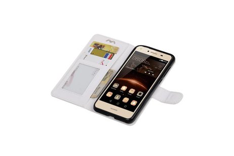 BAOHU Hoesje Geschikt voor Huawei Y5 II - Portemonnee hoesje booktype wallet case Wit