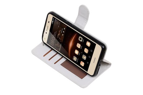 BAOHU Hoesje Geschikt voor Huawei Y5 II - Portemonnee hoesje booktype wallet case Wit