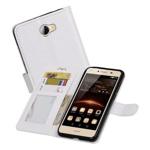 BAOHU Hoesje Geschikt voor Huawei Y5 II - Portemonnee hoesje booktype wallet case Wit