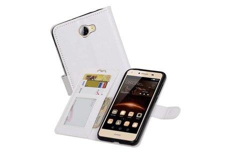 BAOHU Hoesje Geschikt voor Huawei Y5 II - Portemonnee hoesje booktype wallet case Wit