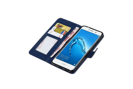 BAOHU Hoesje Geschikt voor Huawei Y7 / Y7 Prime - Portemonnee booktype wallet Donkerblauw