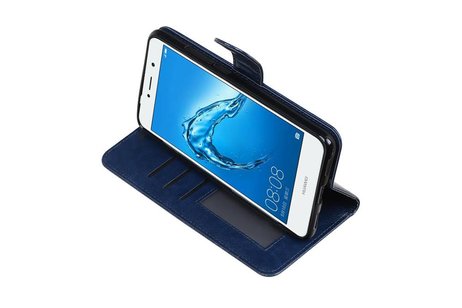 BAOHU Hoesje Geschikt voor Huawei Y7 / Y7 Prime - Portemonnee booktype wallet Donkerblauw