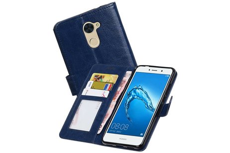 BAOHU Hoesje Geschikt voor Huawei Y7 / Y7 Prime - Portemonnee booktype wallet Donkerblauw