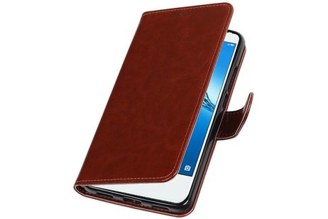 BAOHU Hoesje Geschikt voor Huawei Y7 / Y7 Prime - Portemonnee booktype wallet case Bruin