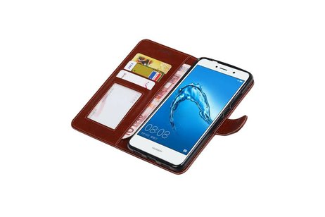 BAOHU Hoesje Geschikt voor Huawei Y7 / Y7 Prime - Portemonnee booktype wallet case Bruin