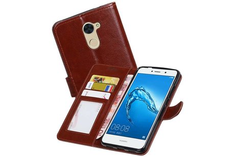 BAOHU Hoesje Geschikt voor Huawei Y7 / Y7 Prime - Portemonnee booktype wallet case Bruin