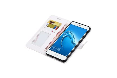 BAOHU Hoesje Geschikt voor Huawei Y7 / Y7 Prime - Portemonnee booktype wallet case Wit