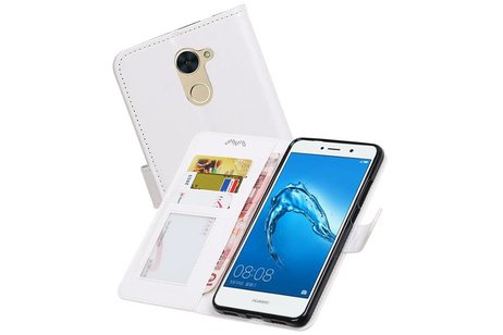BAOHU Hoesje Geschikt voor Huawei Y7 / Y7 Prime - Portemonnee booktype wallet case Wit