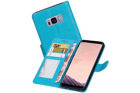 BAOHU Hoesje Geschikt voor Samsung Galaxy S8 Plus - Portemonnee hoes booktype wallet Turquoise
