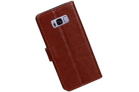 BAOHU Hoesje Geschikt voor Samsung Galaxy S8 Plus - Portemonnee hoesje booktype wallet case Bruin