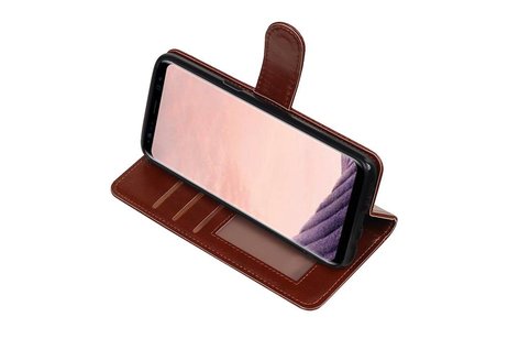 BAOHU Hoesje Geschikt voor Samsung Galaxy S8 Plus - Portemonnee hoesje booktype wallet case Bruin