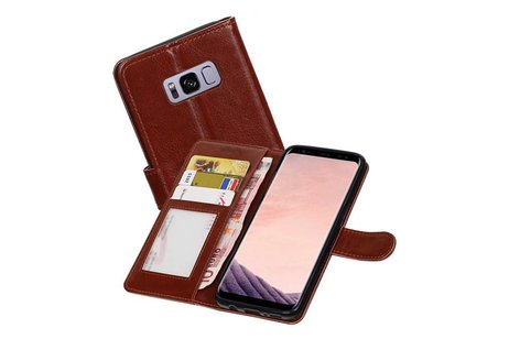 BAOHU Hoesje Geschikt voor Samsung Galaxy S8 Plus - Portemonnee hoesje booktype wallet case Bruin