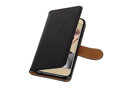 BAOHU Washed Leer Bookstyle Hoesje - Geschikt voor Honor 9 Zwart