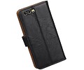 BAOHU Washed Leer Bookstyle Hoesje - Geschikt voor Honor 9 Zwart
