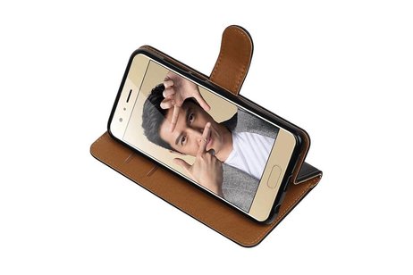 BAOHU Washed Leer Bookstyle Hoesje - Geschikt voor Honor 9 Zwart