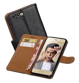 BAOHU Washed Leer Bookstyle Hoes voor Honor 9 Zwart