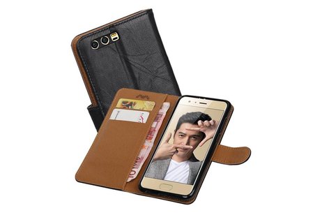 BAOHU Washed Leer Bookstyle Hoesje - Geschikt voor Honor 9 Zwart