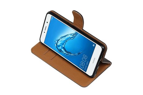 BAOHU Washed Leer Bookstyle Hoesje - Geschikt voor Huawei Y7 / Y7 Prime Zwart